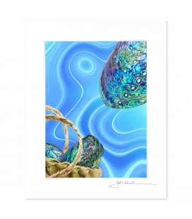 NZ Iconography, Paua and Kete: 6x8 Matted Print