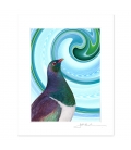 NZ Iconography, Kereru Portrait: 6x8 Matted Print