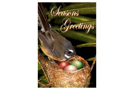 Fantail Mum with Chicks: Card